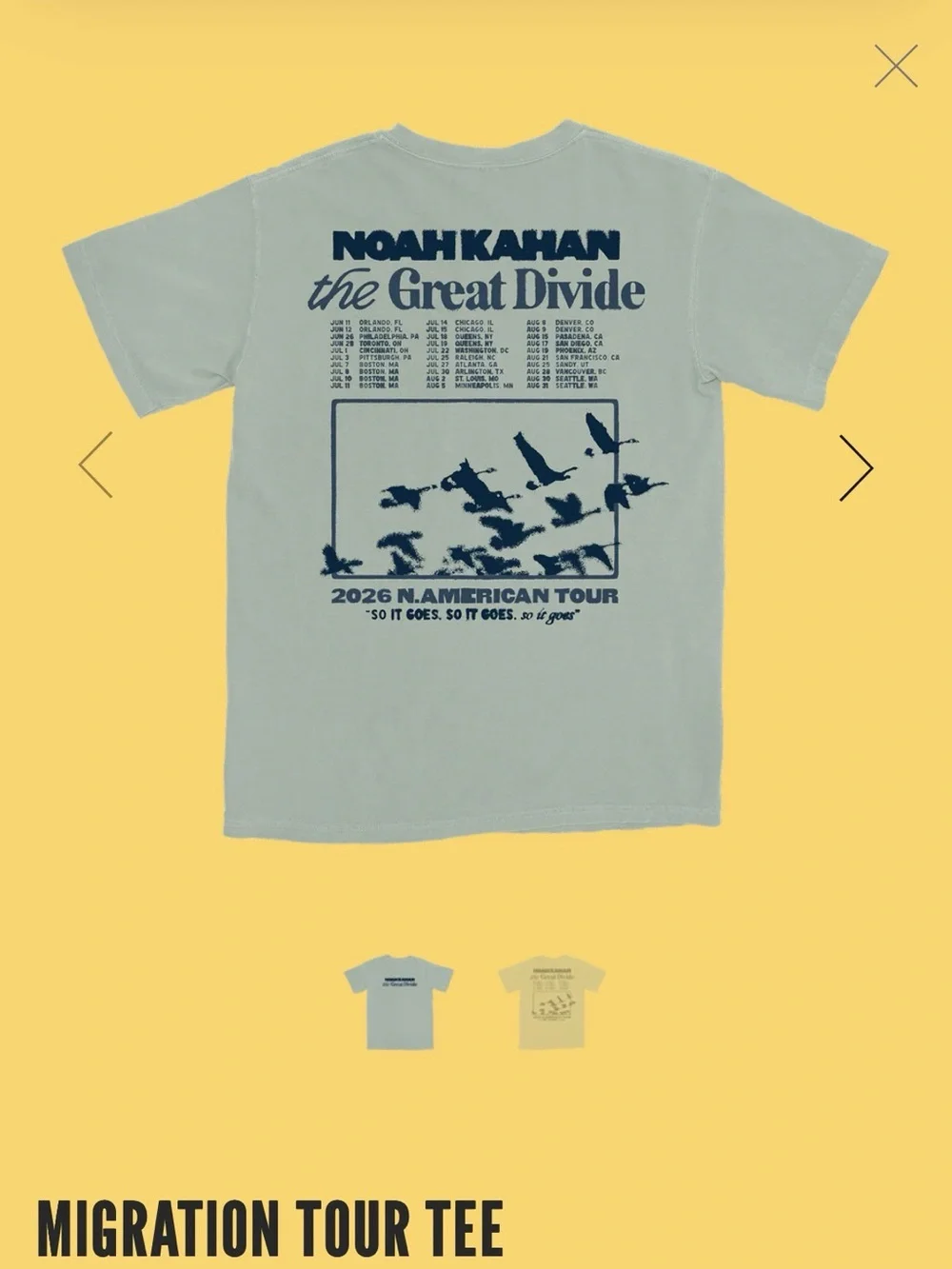 NEW Noah Kahan Official Tour Merch Shirt - Migration Tour Tee - Picture 2 of 2